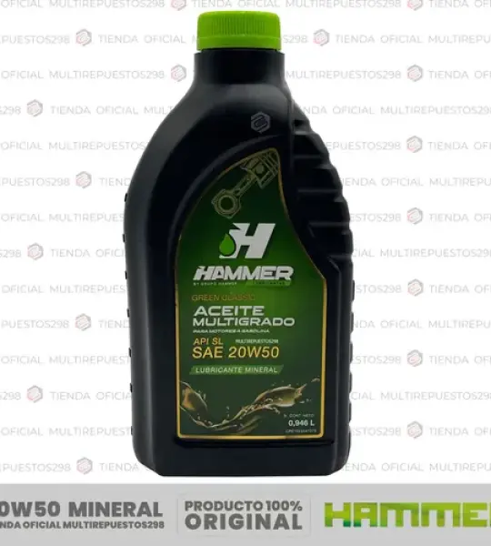 LITRO ACEITE 20W50 MINERAL HAMMER CLASICO